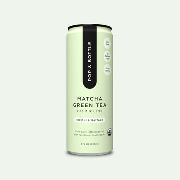 Pop & Bottle Matcha Green Tea Oat Milk Latte + Reishi & Maitake