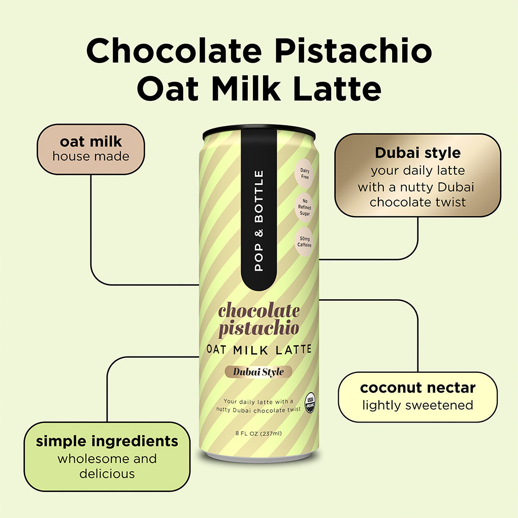 Dubai Style Chocolate Pistachio | Oat Milk Latte – Pop & Bottle