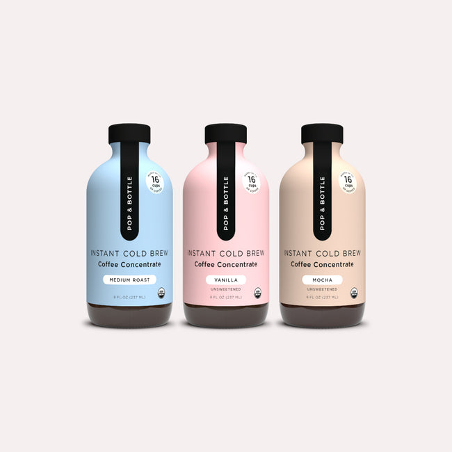 Pop & Bottle Instant Cold Brew Coffee Concentrate Sampler 3 pack