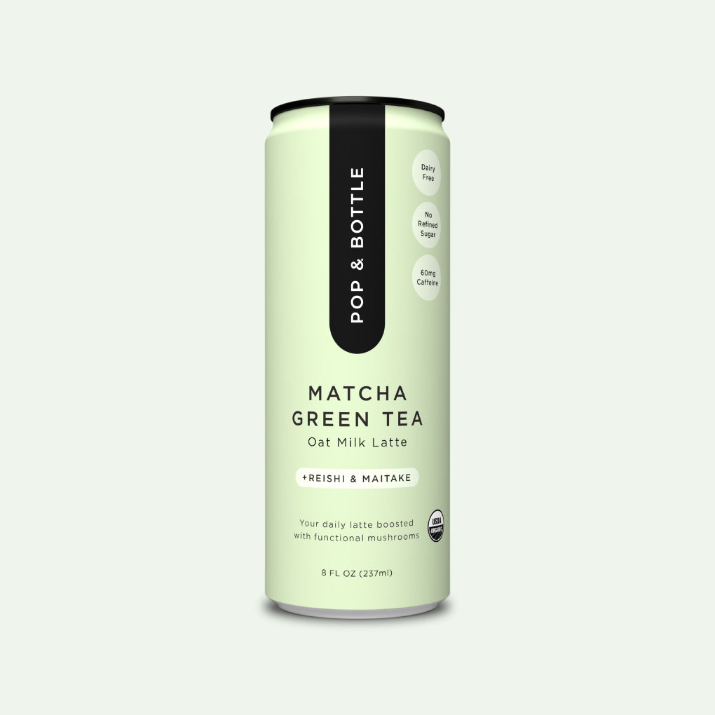 Pop & Bottle Matcha Green Tea Oat Milk Latte + Reishi & Maitake