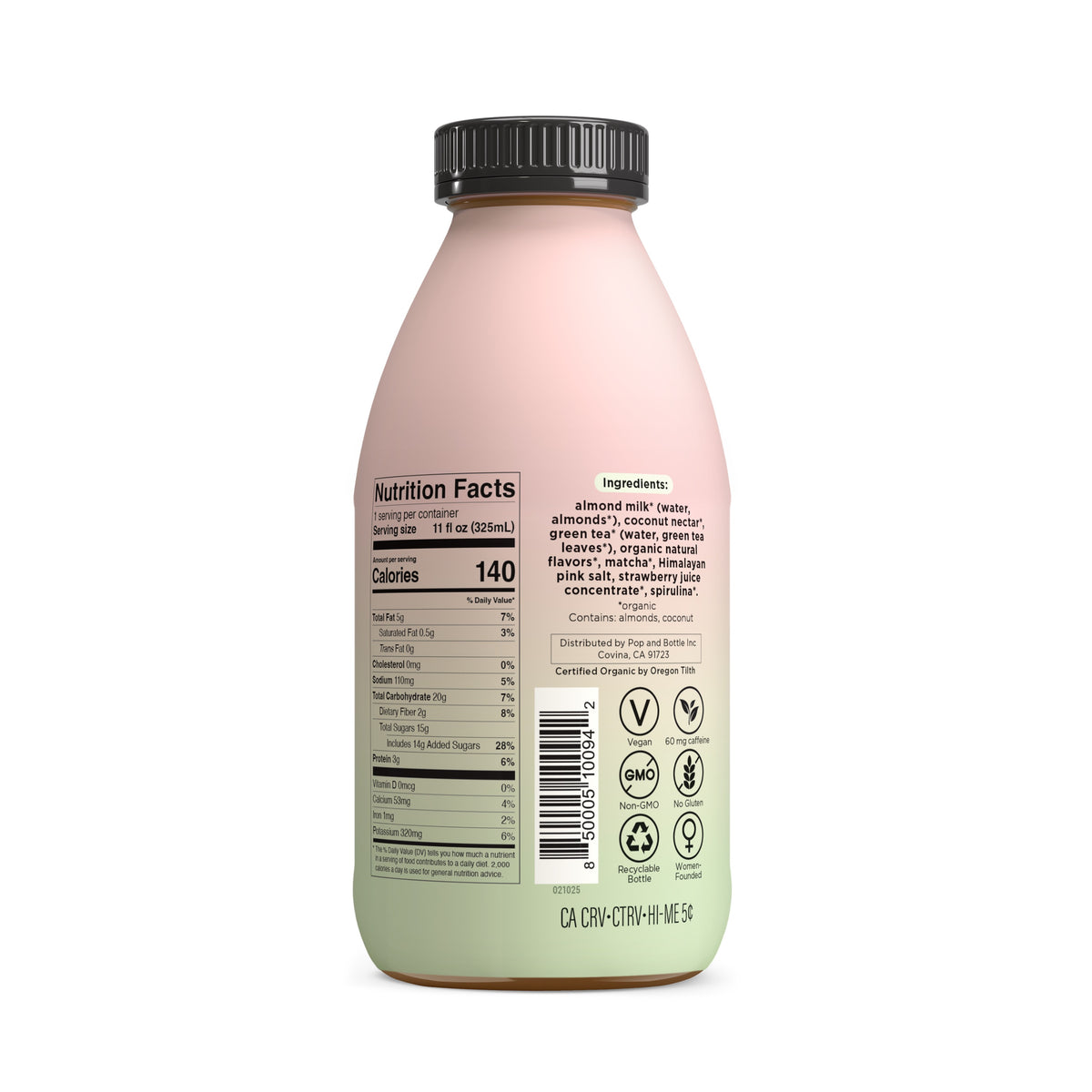 Strawberry Matcha Almond Milk Latte